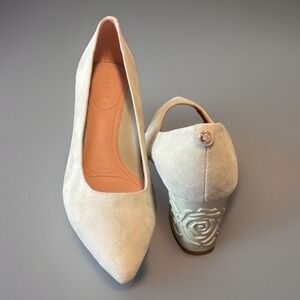 Taryn Rose Marigold Leather Slip On W/Embossed Heels Size 8.5 Aloe Green NWOB